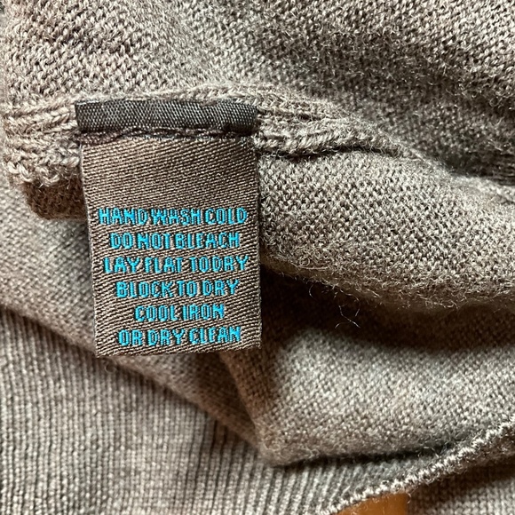 TOSCANO 100% Merino Wool Mock Neck Sweater MADE IN ITALY Brown/Gray US Sz M - Picture 9 of 10